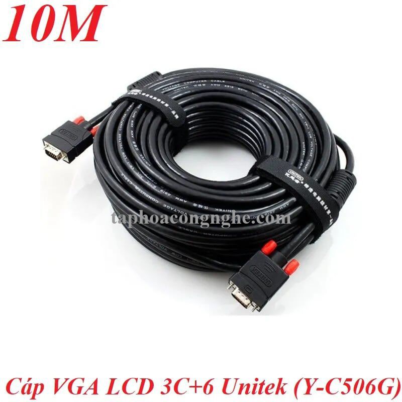 Unitek 96617 Y-C506G 3C+6 10M Màu Đen Cáp tín hiệu Vga LCD 30096617